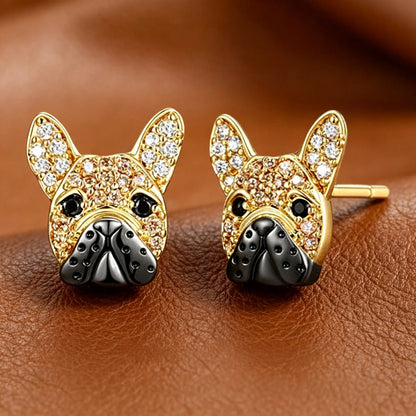 Delicate French Bulldog Stud Earrings – Minimalist Golgen Jewelry