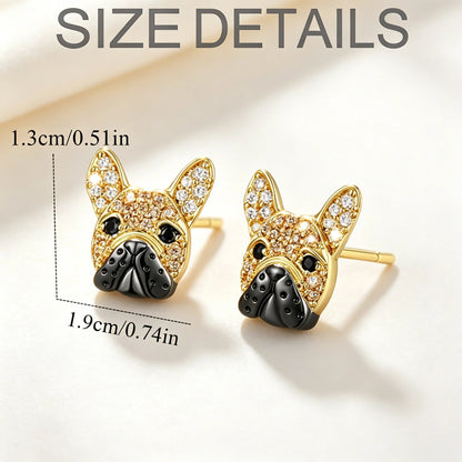 Delicate French Bulldog Stud Earrings – Minimalist Golgen Jewelry