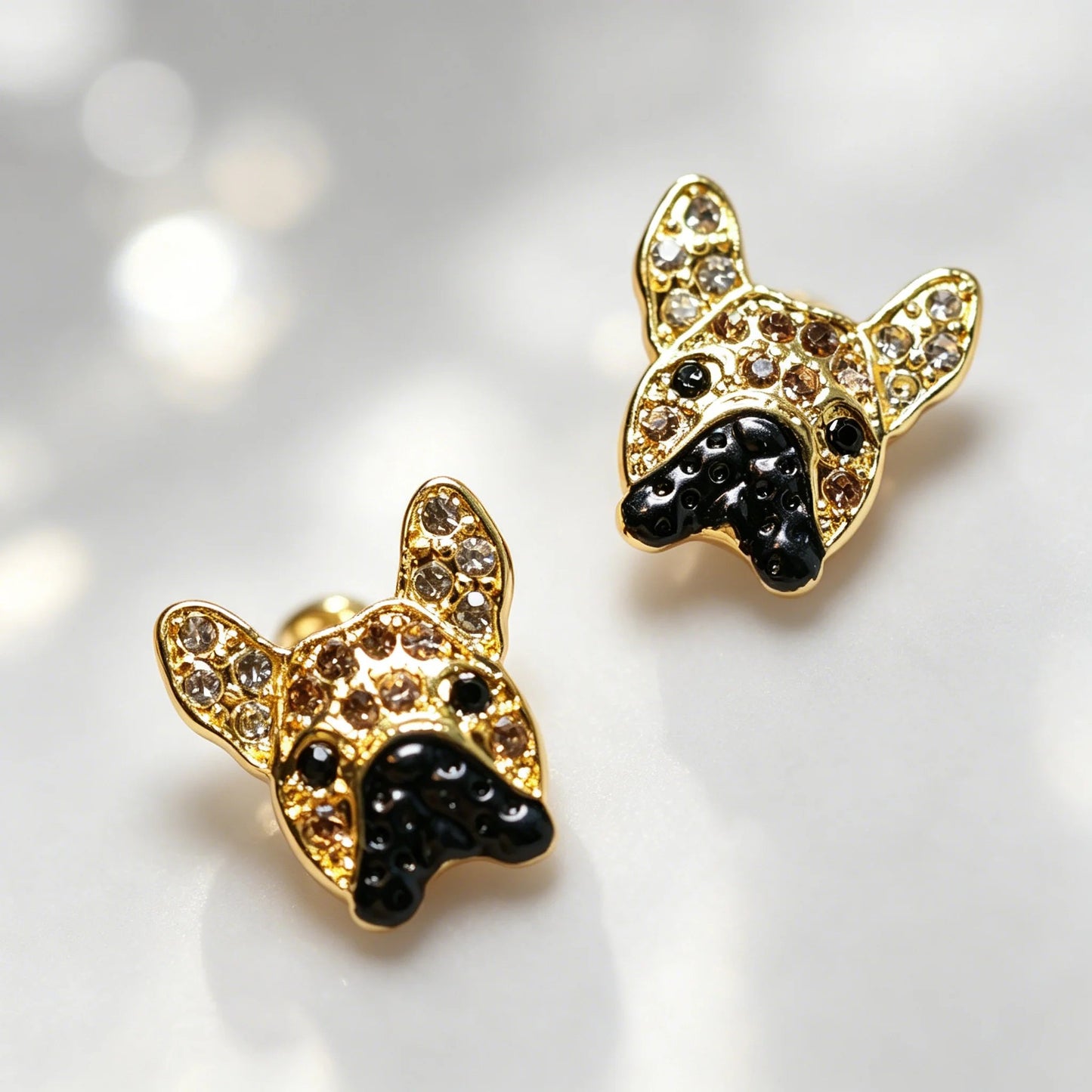 Delicate French Bulldog Stud Earrings – Minimalist Golgen Jewelry