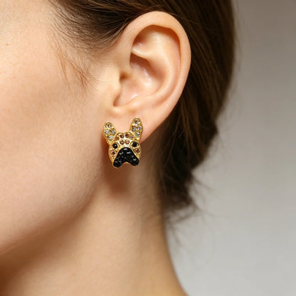Delicate French Bulldog Stud Earrings – Minimalist Golgen Jewelry