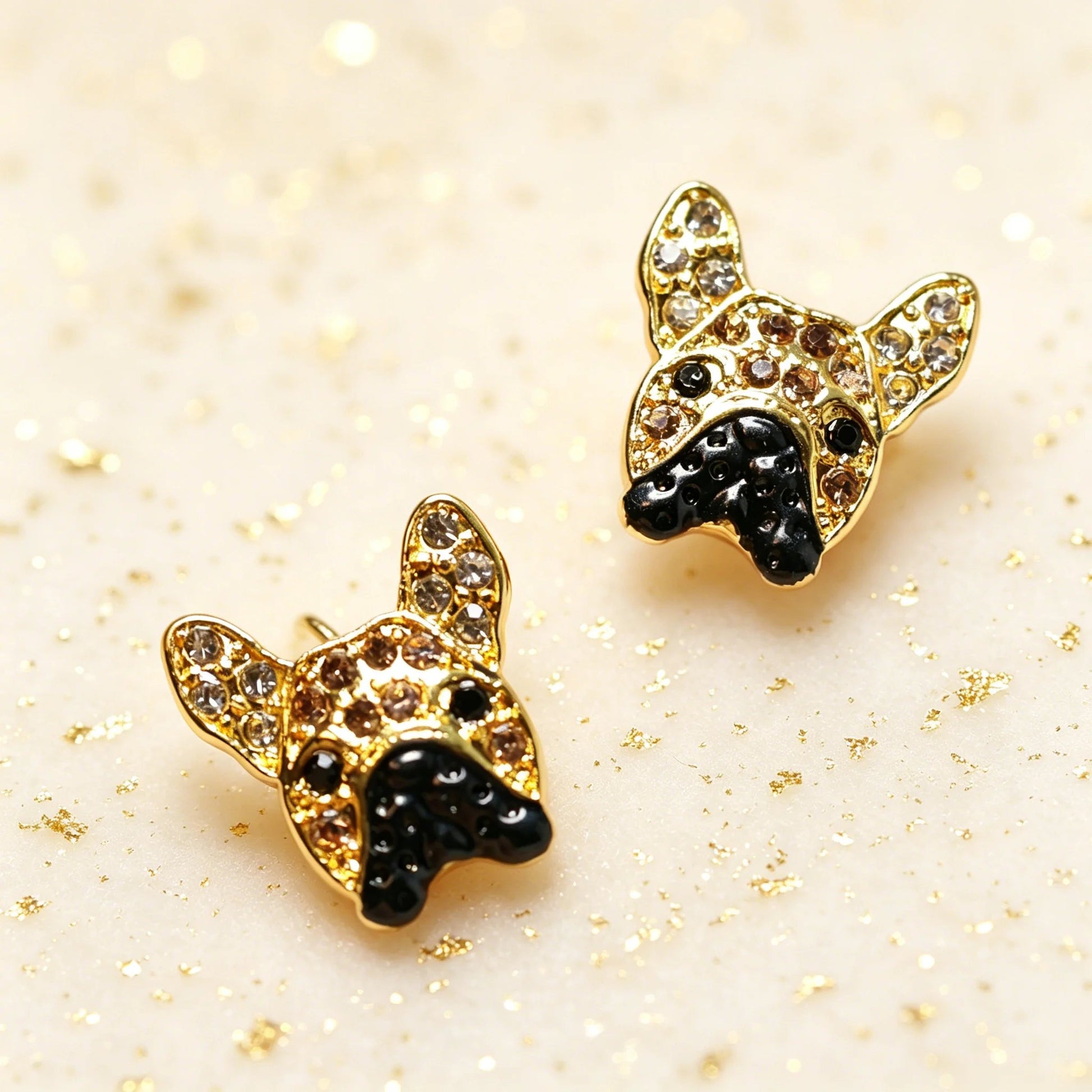 Delicate French Bulldog Stud Earrings – Minimalist Golgen Jewelry