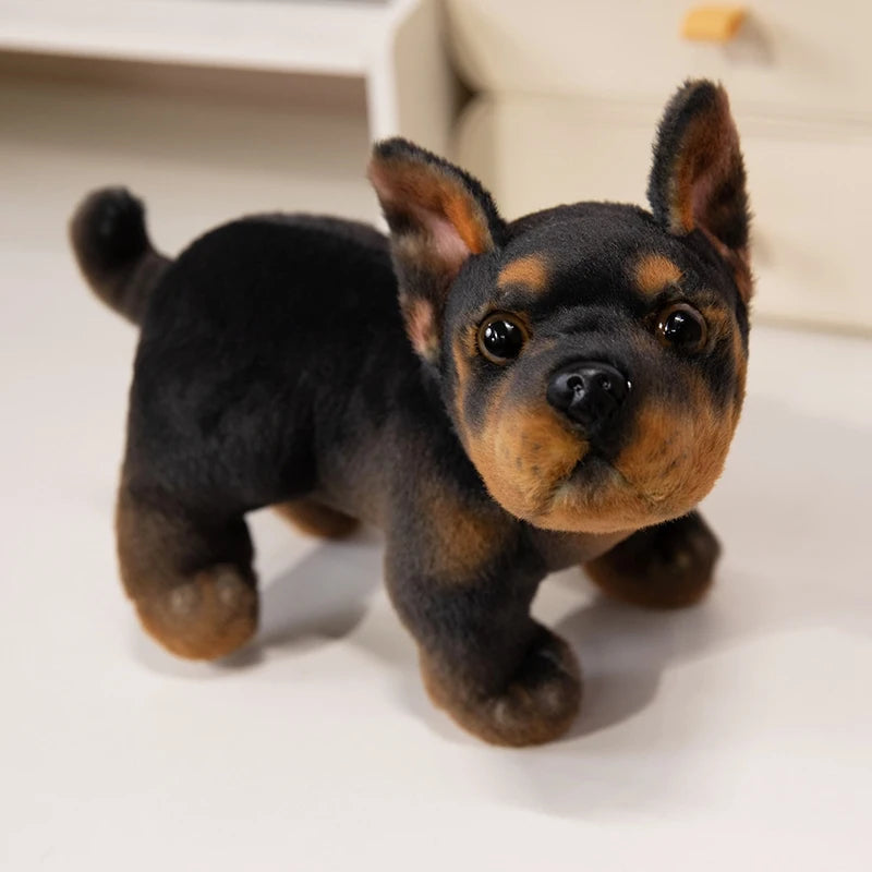 Doberman Pinscher Plush Toy for Dobie Lovers - Black and Rust Working Dog - Realistic Stuffed Animal Gift