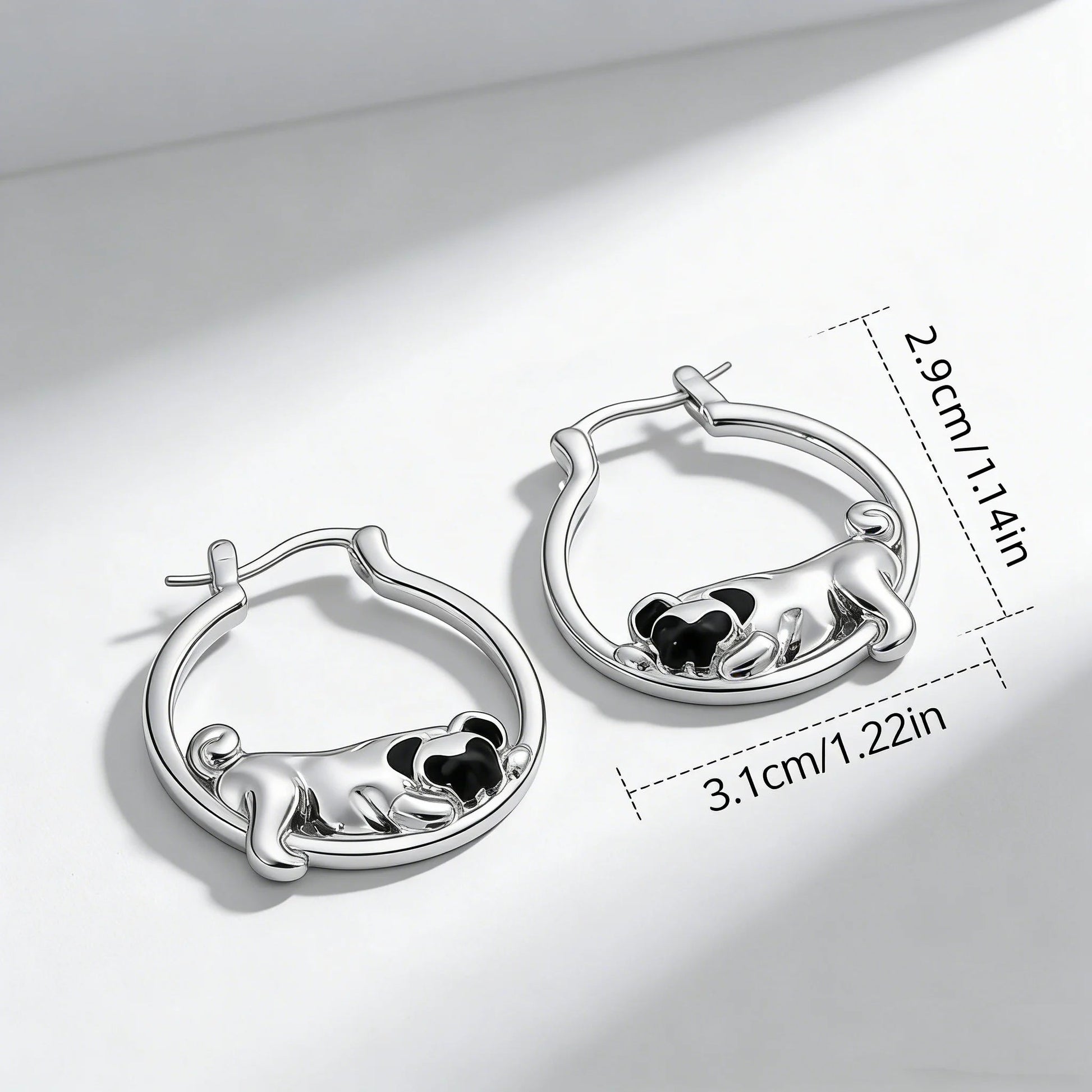 Dreamy Silver Pug Earrings – Soft Aesthetic Puppy Jewelry for Women