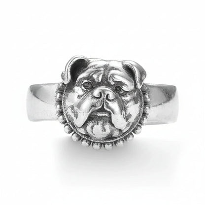 English Bulldog Silver Ring – Bold Spirit Dog Jewelry for Men