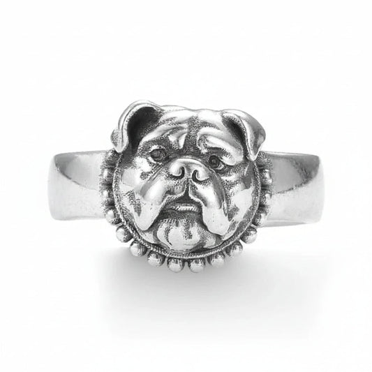English Bulldog Silver Ring – Bold Spirit Dog Jewelry for Men