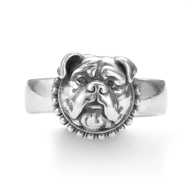 English Bulldog Silver Ring – Bold Spirit Dog Jewelry for Men