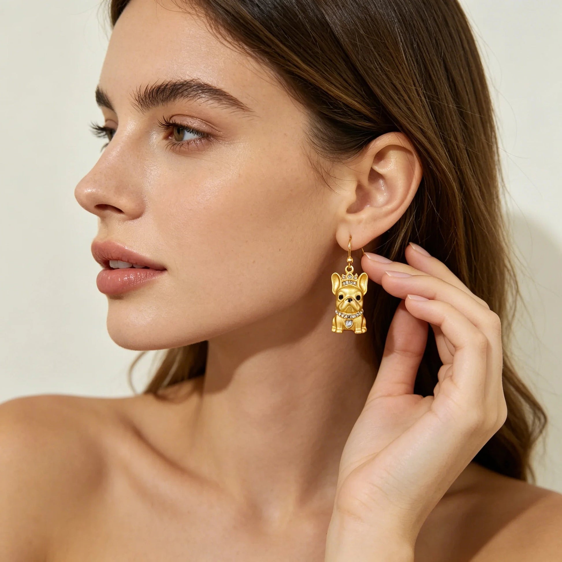 French Bulldog Gold Earrings Minimalist – Frenchie Dog Jewelry Gift