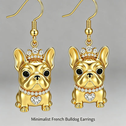 French Bulldog Gold Earrings Minimalist – Frenchie Dog Jewelry Gift