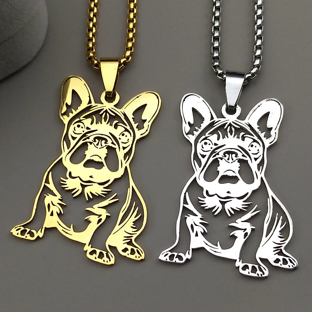 French Bulldog Necklace Realistic – Gold & Silver Detailed Dog Pendant Gift