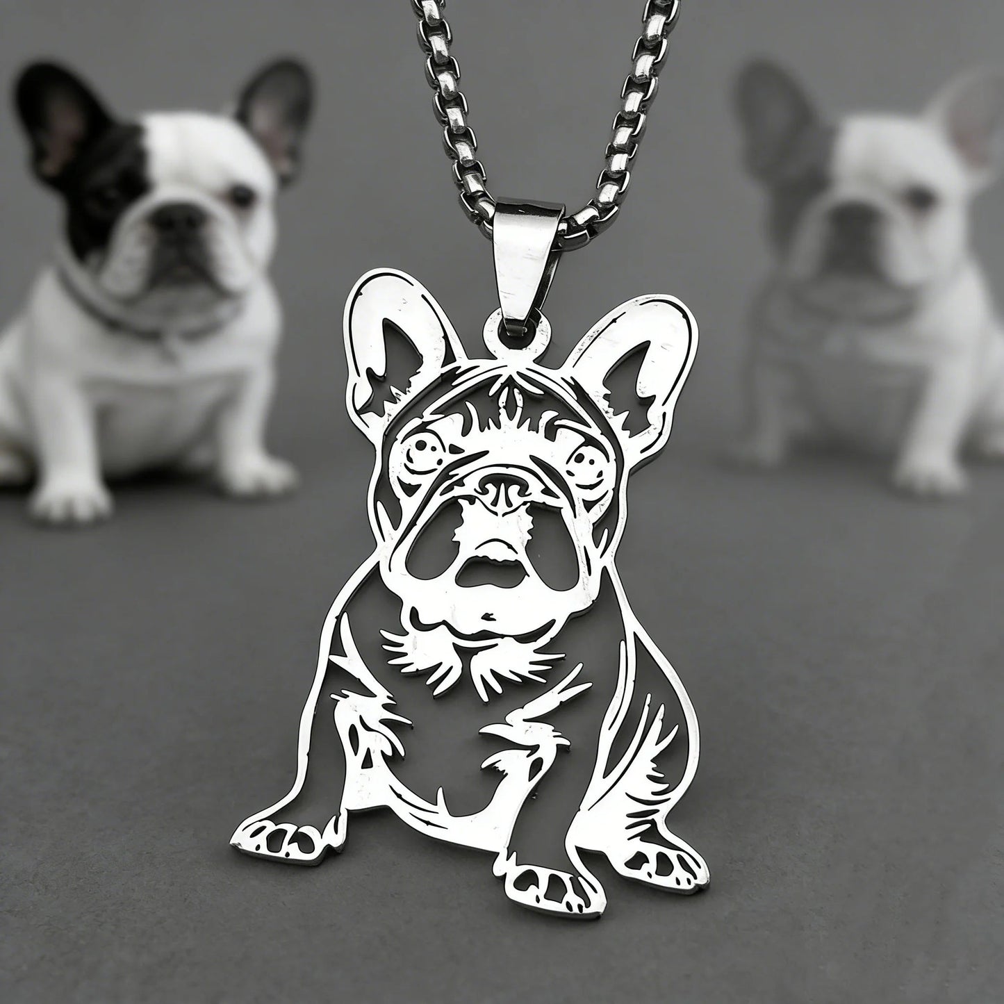 French Bulldog Necklace Realistic – Gold & Silver Detailed Dog Pendant Gift