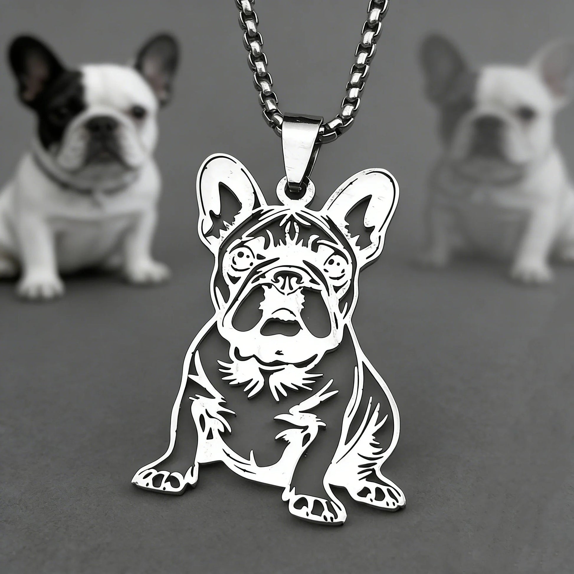 French Bulldog Necklace Realistic – Gold & Silver Detailed Dog Pendant Gift