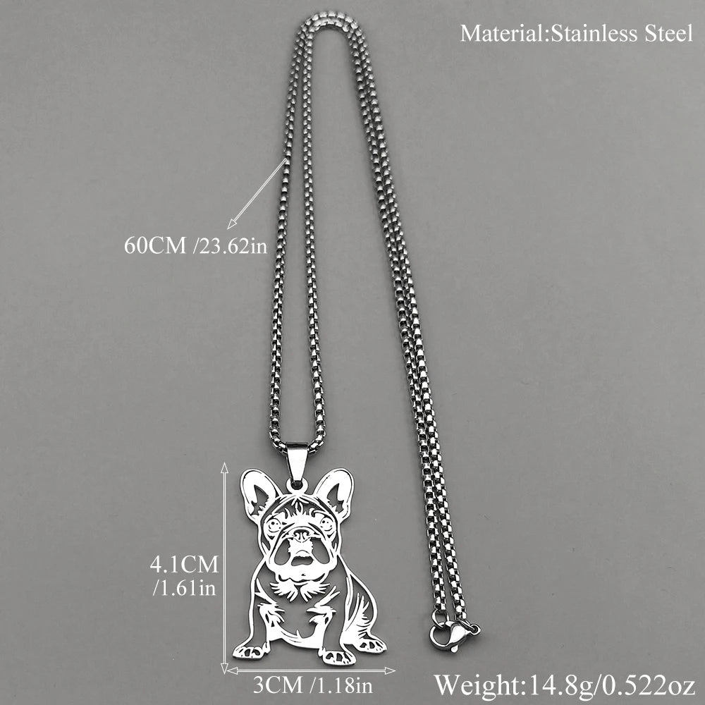 French Bulldog Necklace Realistic – Gold & Silver Detailed Dog Pendant Gift