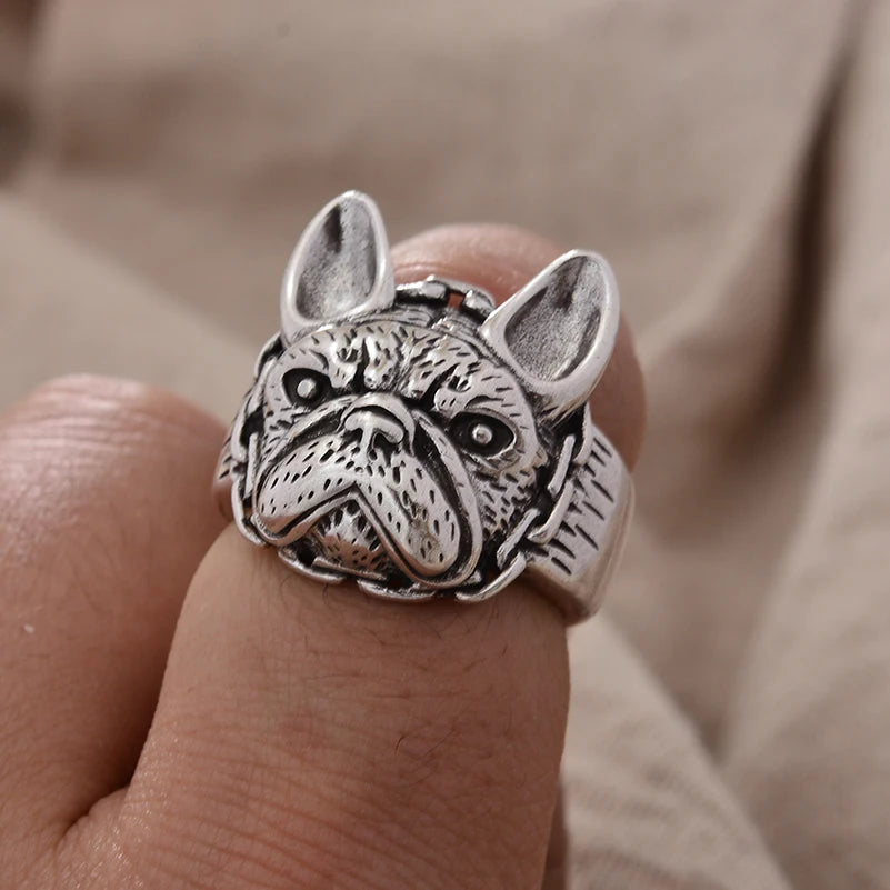 French Bulldog Ring for Women – Elegant Silver Dog Jewelry