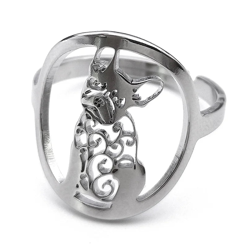 French Bulldog Silver Ring – Detailed Frenchie Dog Jewelry