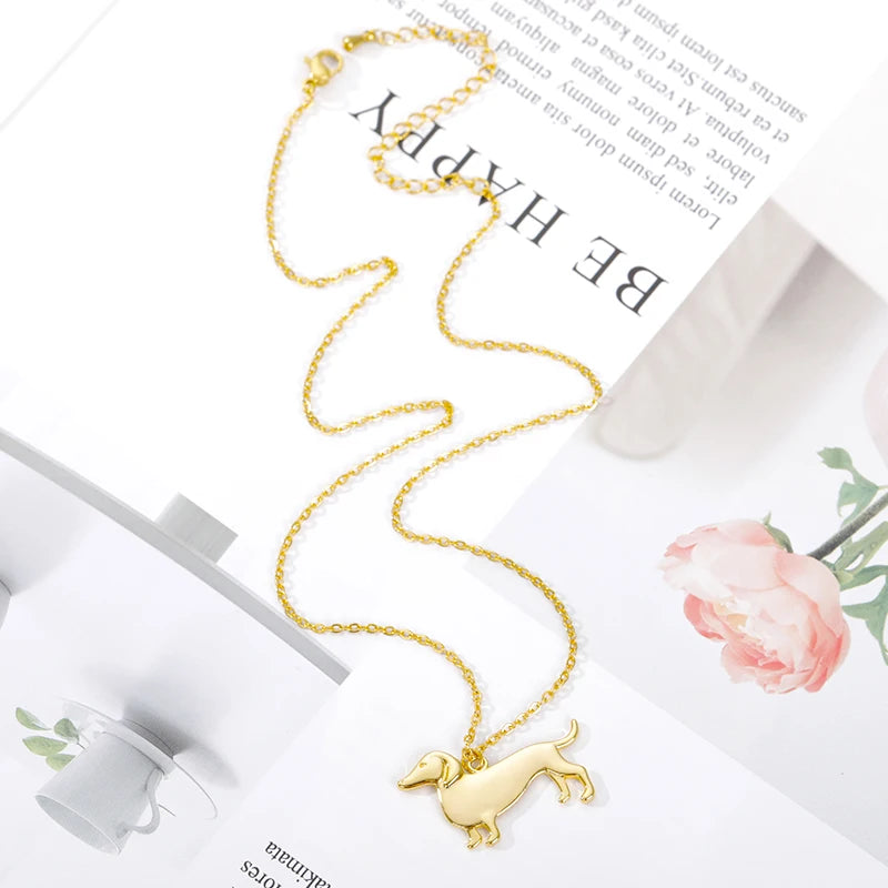 Gold and Silver Dachshund Necklace – Emotional Puppy Love Jewelry