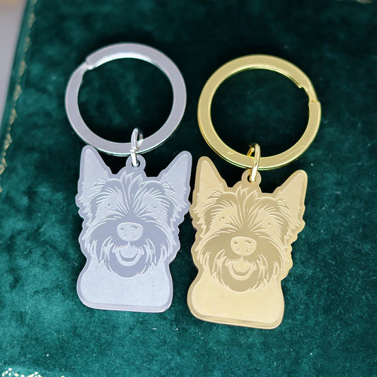 Golden and Silver Westie Keychain – Elegant West Highland Terrier Gift