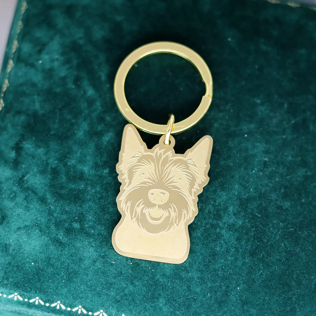 Golden and Silver Westie Keychain – Elegant West Highland Terrier Gift