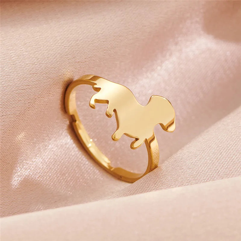 Golden Dachshund Ring – Warm Love and Loyalty Dog Jewelry for Women