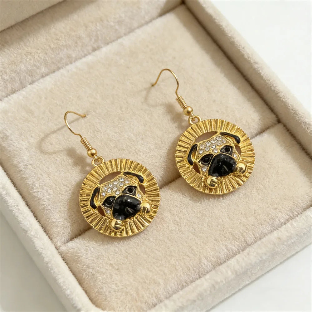Golden Pug Earrings – Cute Dog Jewelry Gift for Women