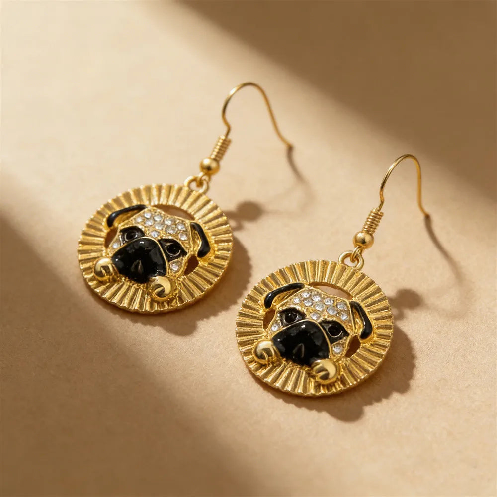 Golden Pug Earrings – Cute Dog Jewelry Gift for Women