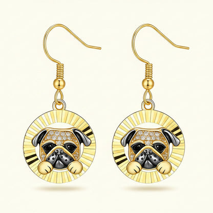 Golden Pug Earrings – Cute Dog Jewelry Gift for Women
