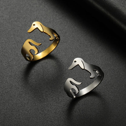 Golden & Silver Dachshund Ring – Dual Tone Symbol of Love for Women