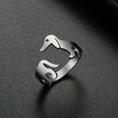 Golden & Silver Dachshund Ring – Dual Tone Symbol of Love for Women