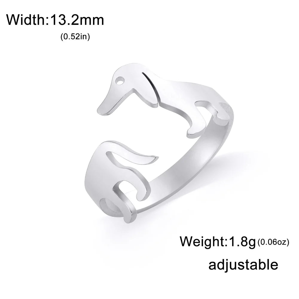 Golden & Silver Dachshund Ring – Dual Tone Symbol of Love for Women