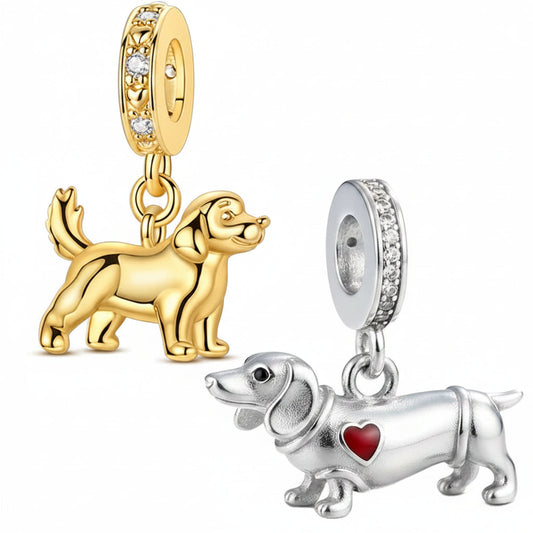 Heartwarming Golden & Silver Golden Retriever Charm – Loyal Companion Keepsake