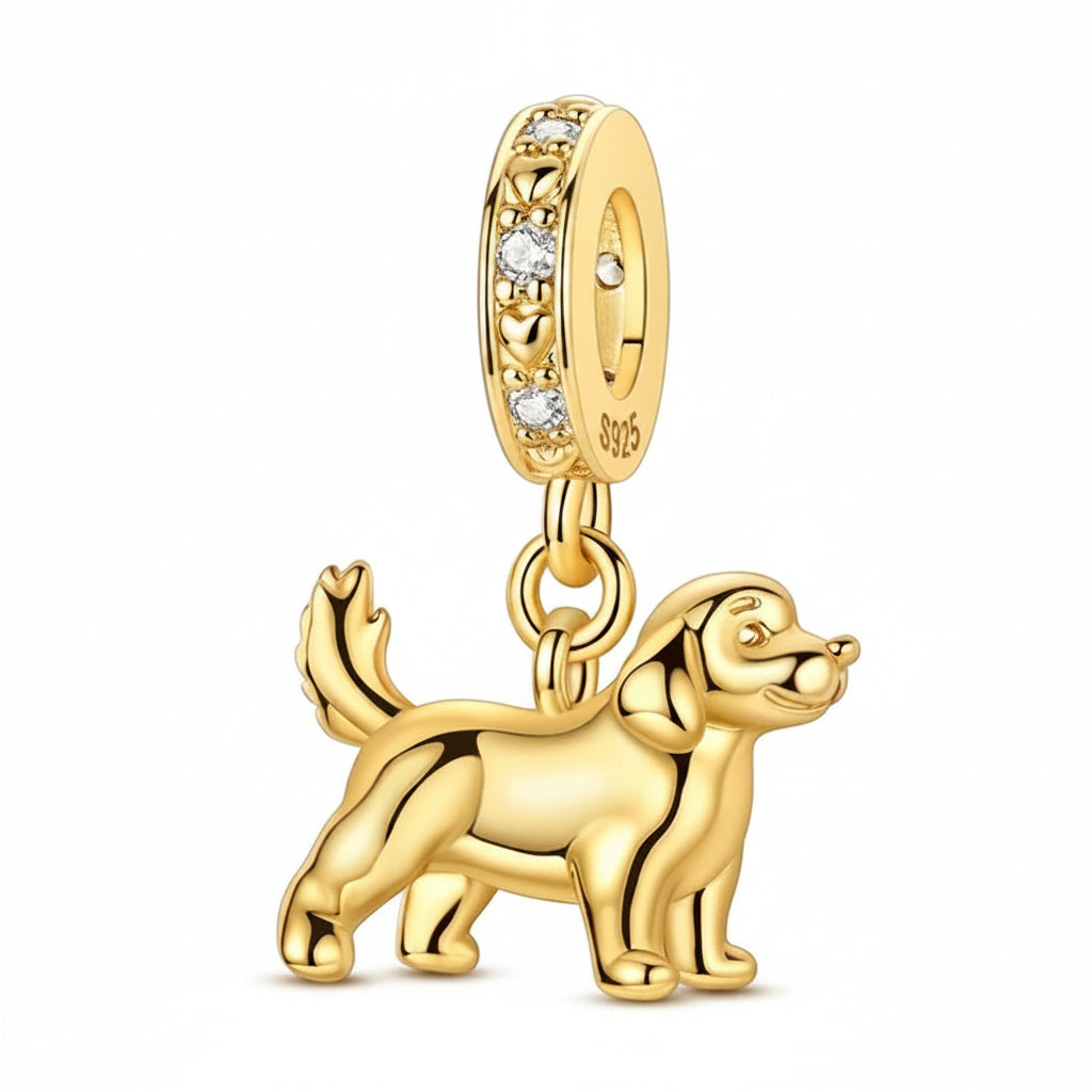 Heartwarming Golden & Silver Golden Retriever Charm – Loyal Companion Keepsake