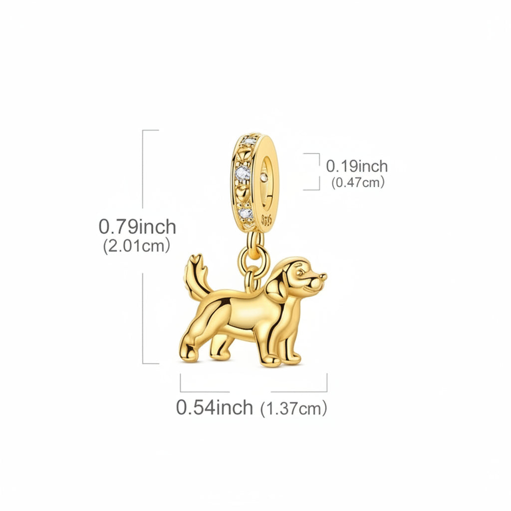 Heartwarming Golden & Silver Golden Retriever Charm – Loyal Companion Keepsake
