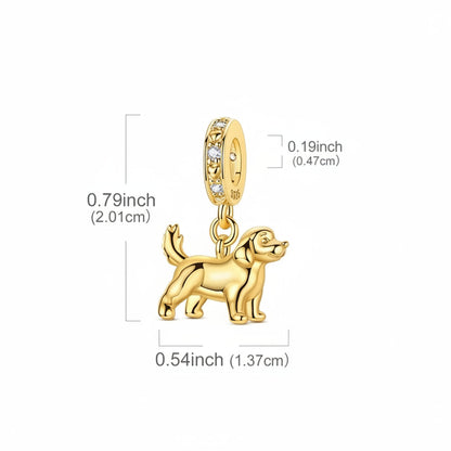 Heartwarming Golden & Silver Golden Retriever Charm – Loyal Companion Keepsake