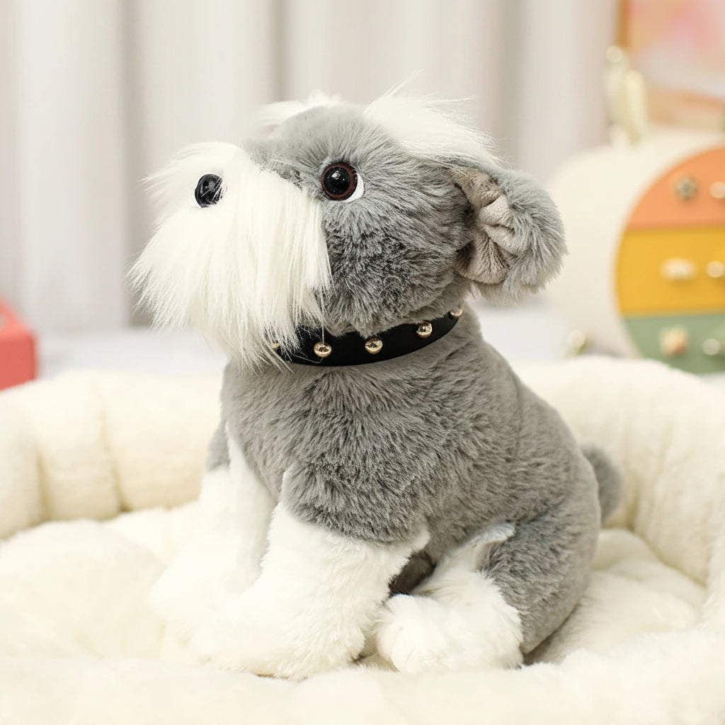 Irresistible Pepper & Salt Schnauzer Stuffed Animal – Cute Plush