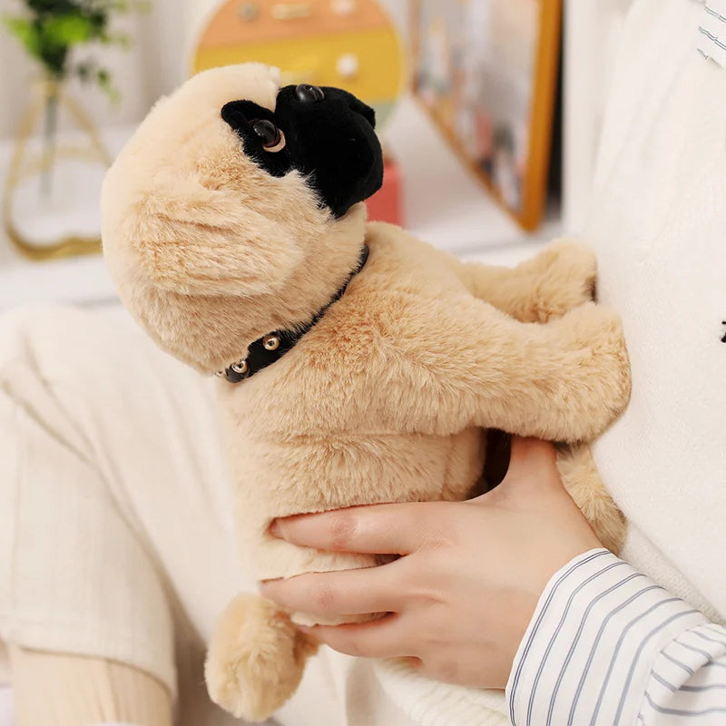Lifelike Fawn Black Mask Pug Plush – Realistic Cute Dog Toy