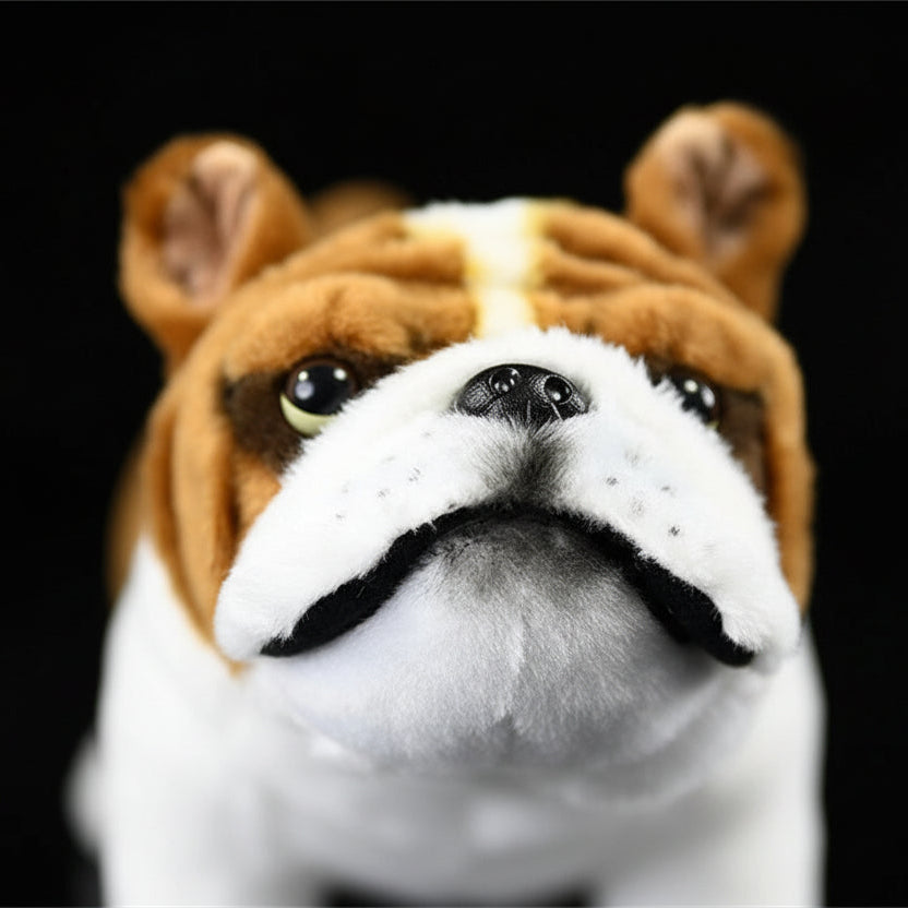 Lovable English Bulldog Plush Toy for Bully Lovers - Red and White British Bulldog - Realistic Memorial Keepsake