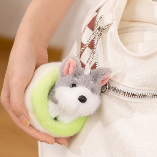 Miniature Schnauzer Dog Bag Charm - Cute Salt & Pepper Plush Keychain Gift