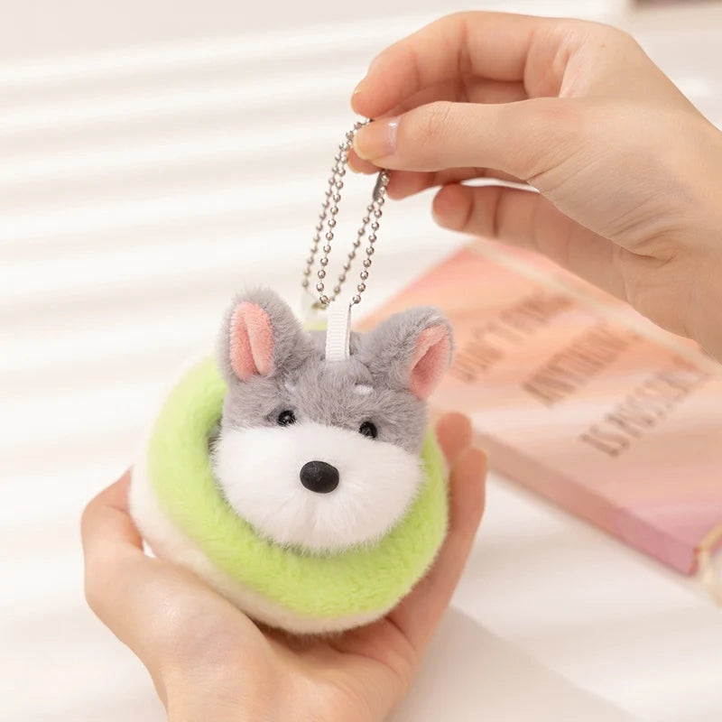 Miniature Schnauzer Dog Bag Charm - Cute Salt & Pepper Plush Keychain Gift