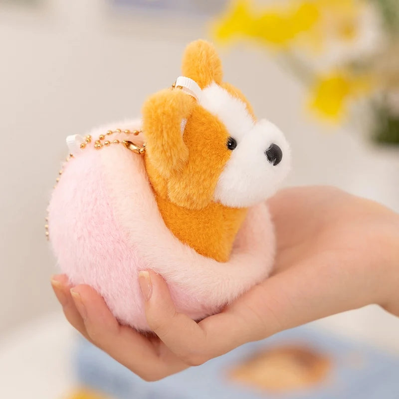 Pembroke Welsh Corgi Bag Charm – Cute Loaf Puppy Plush Keychain Gift