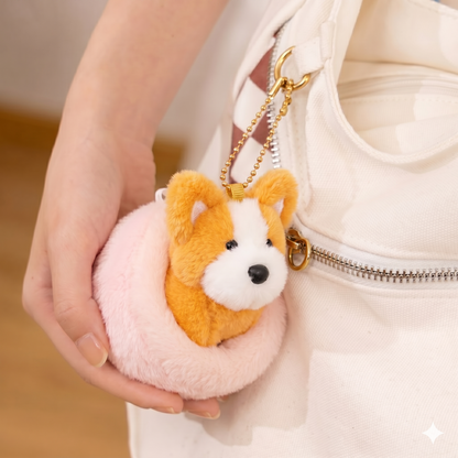 Pembroke Welsh Corgi Bag Charm – Cute Loaf Puppy Plush Keychain Gift