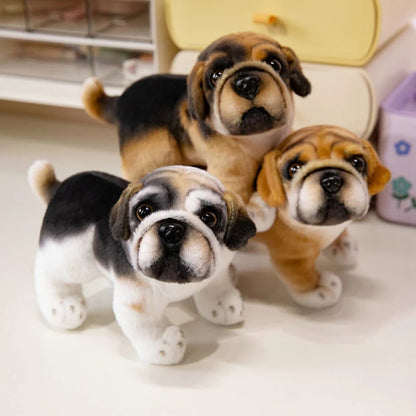 Premium Beabull Plush Toy for Bulldog Mix Lovers - Tri-Color Wrinkly Dog - Realistic Puppy Gift