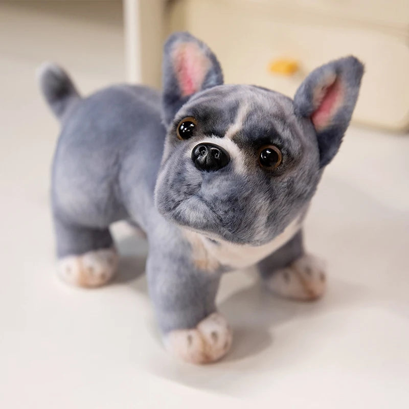 Realistic Blue and White French Bulldog Plush Toy - Soft Stuffed Animal