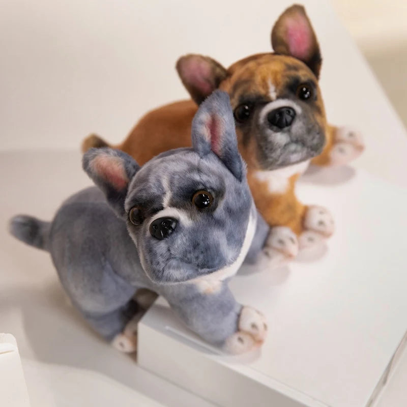 Realistic Blue and White French Bulldog Plush Toy - Soft Stuffed Animal