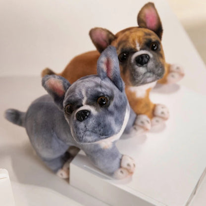 Realistic Blue and White French Bulldog Plush Toy - Soft Stuffed Animal