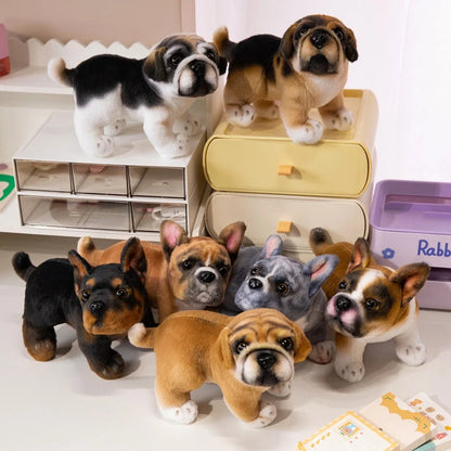 Realistic Blue and White French Bulldog Plush Toy - Soft Stuffed Animal