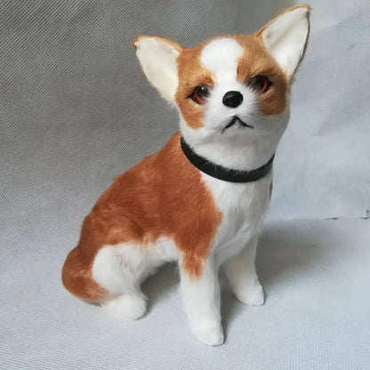 Realistic Mini Red & White Chihuahua Figurine – Cute Gift