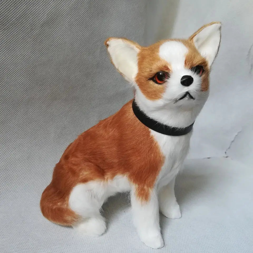 Realistic Mini Red & White Chihuahua Figurine – Cute Gift