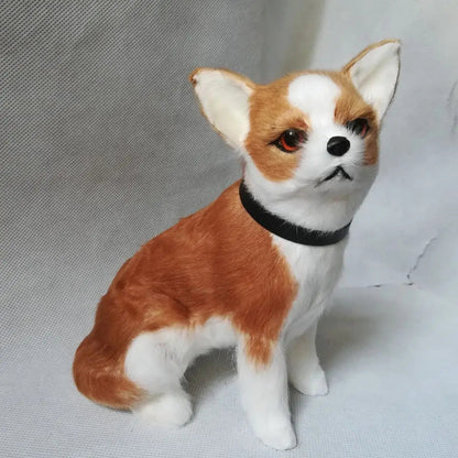 Realistic Mini Red & White Chihuahua Figurine – Cute Gift