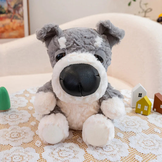 Salt & Pepper Miniature Schnauzer Plush Toy – Bearded Puppy Cuddle