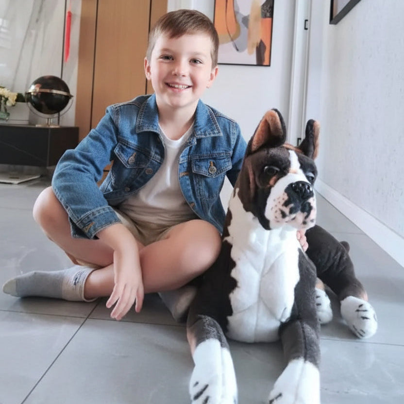 Seal Brindle Boxer Plush Toy – Cute Puppy Gift for Kids & Adults
