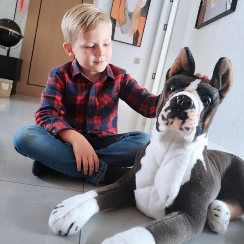 Seal Brindle Boxer Plush Toy – Cute Puppy Gift for Kids & Adults